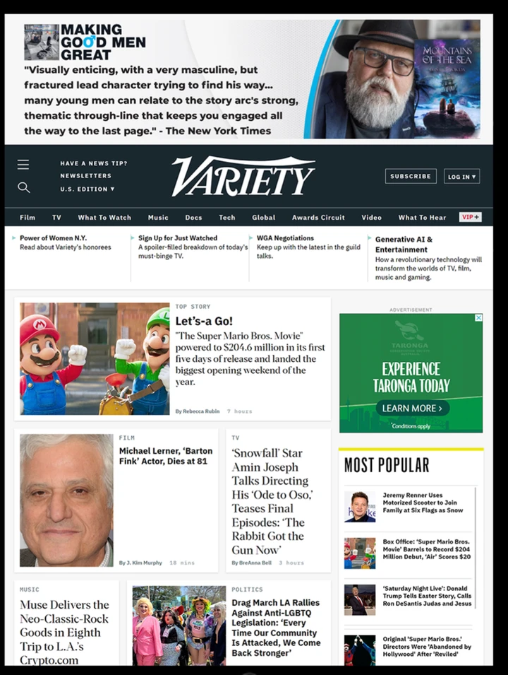 “Mountains of the Sea” in Variety!