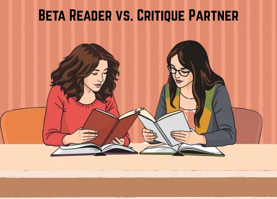 A writer reviewing feedback from a critique partner and beta reader on a manuscript draft.