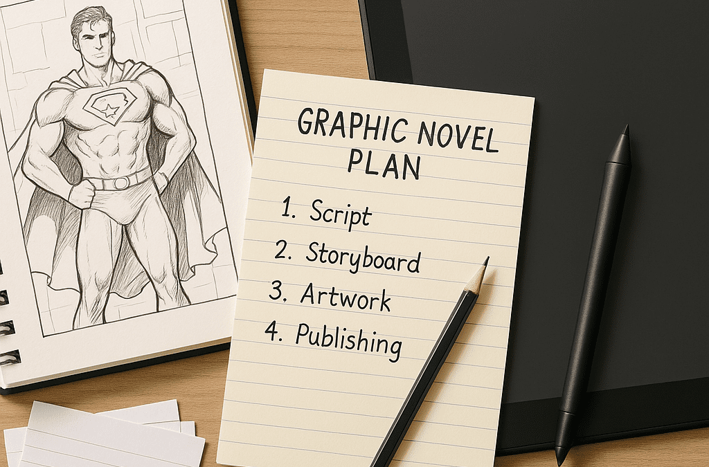 Visual representation of a self-published graphic novel in progress