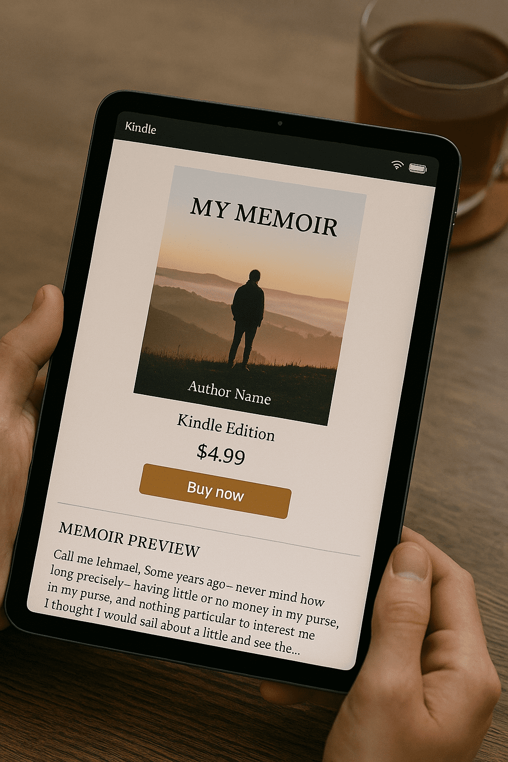 Kindle preview of a self-published memoir available for purchase online