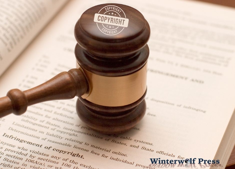 A book, a gavel, and a copyright symbol overlay—representing legal protection in publishing