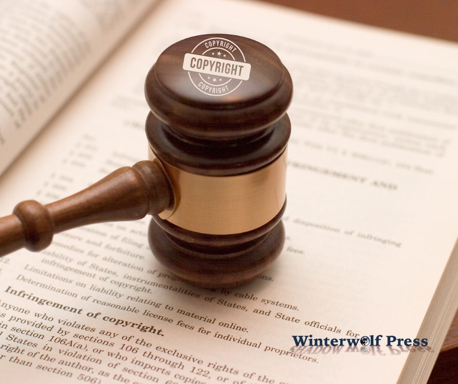 A book, a gavel, and a copyright symbol overlay&mdash;representing legal protection in publishing