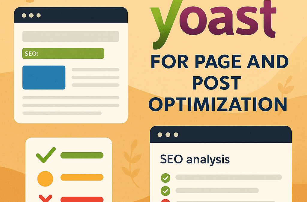 Yoast SEO plugin shown optimizing blog post with color-coded feedback