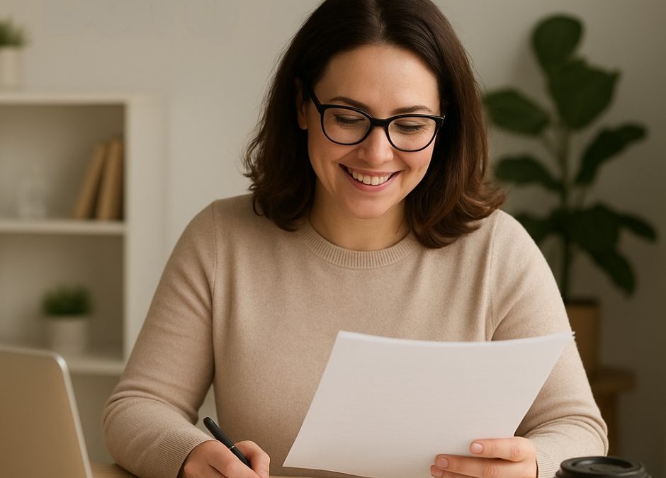A professional-looking illustration of a person editing a manuscript with visible editing notes or tracked changes, representing what editors do in book publishing.