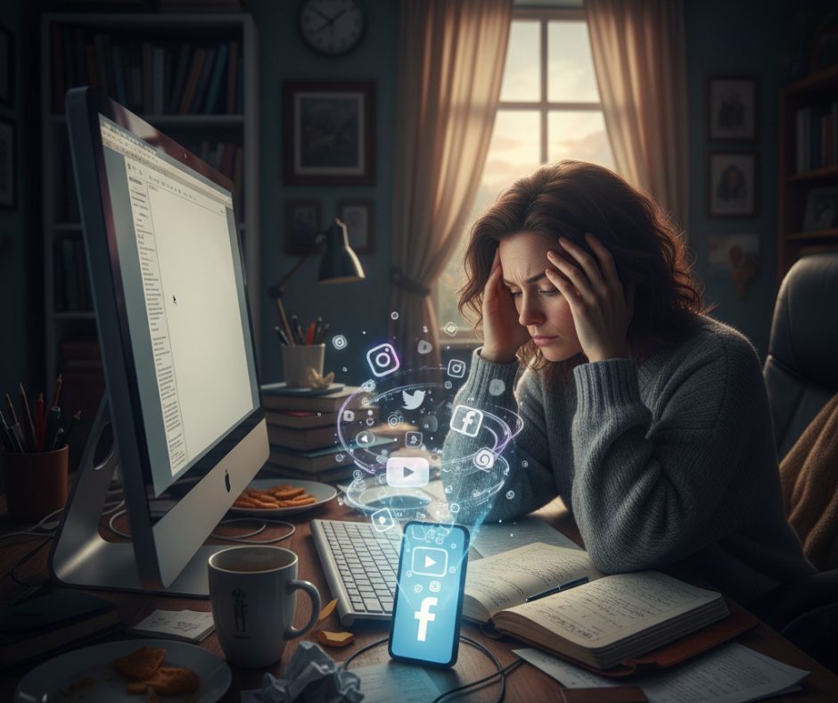 Author surrounded by social media icons wondering if they need social media in 2025